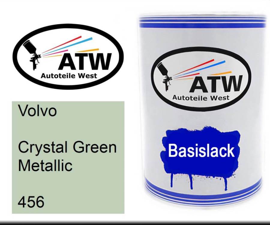 Volvo, Crystal Green Metallic, 456: 500ml Lackdose, von ATW Autoteile West.